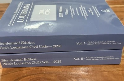 LOUISIANA CIVIL CODE 2025 Edition Vol I & II [Superseds 2024] Free Shipping - Image 1 of 4