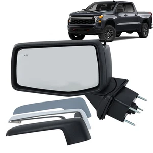 Driver Side Mirror Heated Manual Fold For Chevrolet Silverado 2019-24 Blind Spot - Picture 1 of 17