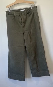 Loft High Waist Wide Leg Crop Pant Flat Front Stretch Size 29/8 Curvy Green - Picture 1 of 14