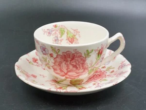 Vintage Rose Chintz Floral England Johnson Bros Genuine Hand Engraving Teacup  - Picture 1 of 4