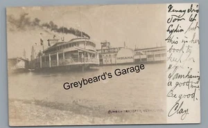 RPPC Ohio River Steamer Steamboat VIVAY IN Indiana Vintage Real Photo Postcard 2 - Picture 1 of 2