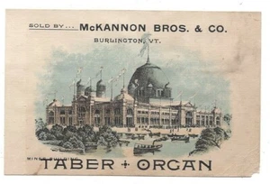 Taber Organ Co. Trade Card - Mines Building 1893 Chicago World's Fair JJ - Picture 1 of 2