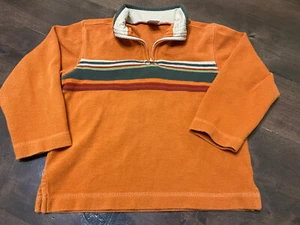 euc GYMBOREE Orange Stripe Half-Zip Pullover Cardigan Sweater Boys 5 - Picture 1 of 4