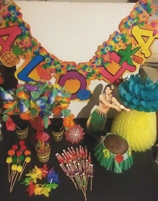 Lote de fiesta HAWAIANO CÓCTEL HIBISCO COMIDA PICK ENTREMESES Tiki bar taza chupitos Foto 1 de 4