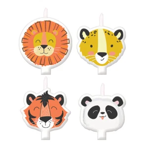 Get Wild Party Supplies Jungle Animal Candle Set 4 Birthday Cake Decorations - Picture 1 of 1