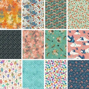 Japan Cotton Fabric Sakura Cherry Blossom Cranes Bonsai Fan Sashiko FAT QUARTERS - Picture 1 of 12
