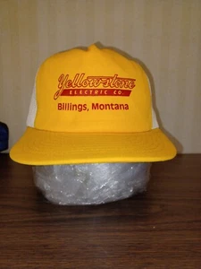 Vintage Yellowstone Electric Co.Mesh Snapback Trucker Hat Cap Billings Montana - Picture 1 of 8