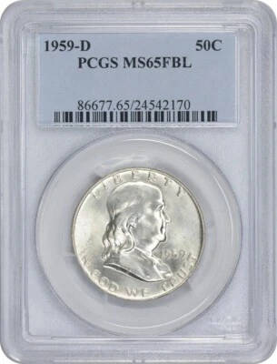 1959-D Franklin Silver Half Dollar MS65FBL PCGS - Image 1 of 2