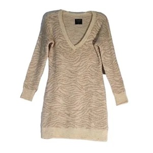 Abercrombie & Fitch Fuzzy Sweater Dress V-Neck Zebra Print Long Sleeve M  Luxury - Picture 1 of 6