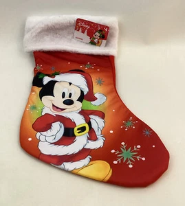 Disney Mickey Mouse Christmas Stocking With White Plush Cuff  Ruz NWT - Picture 1 of 11