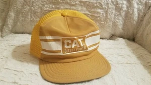 Sombrero de camionero Snapback vintage años 70/80, potencia diésel CAT, amarillo, malla, ¡RARO! - Imagen 1 de 10