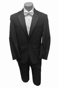 Black Perry Ellis Tuxedo with Pants One Button with Satin Notch Lapels 41L 35W - Picture 1 of 6