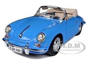 1961 PORSCHE 356B CONVERTIBLE BLUE 1/18 DIECAST MODEL CAR BY BBURAGO 12025