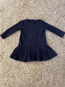 Ralph Lauren Girls Navy Dress with Pleated Bottom- 9 months - -EUC - Picture 1 of 3