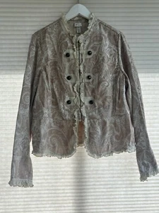 Venezia Womens Size 14/16 Tan Beige Ruffled Paisley Blazer Jacket - Picture 1 of 10