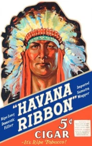 Havana Ribbon Cigars 5 Cents, NEW Sign: 28" Tall Diecut USA STEEL XL Size - Picture 1 of 1