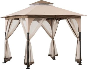 Sunjoy Patio 9.5 ft. x 9.5 ft. Tan and Brown 2-tone Steel Gazebo - Picture 1 of 11
