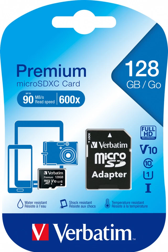 Verbatim microSDXC Card 128GB Premium, Class 10, U1 Speicherkarte mit SD Adapter - Bild 1 von 1