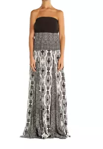 Free People Maxikleid Damen S Women Of The Water Trägerlos Boho Schwarz Weiß - Bild 1 von 8