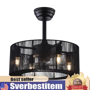 Caged Ceiling Fans with Lights and Remote Fringe Tassel 3-Speed Modern Downrod - Picture 1 of 16