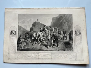 Removal of wounded soldiers from the battlefield antique engraving c1860 Tallis - Picture 1 of 1