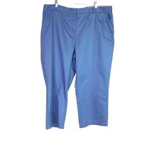 Lands End Capri Pants Womens 18W Blue Cotton Chino High Rise Cropped Pockets - Picture 1 of 8