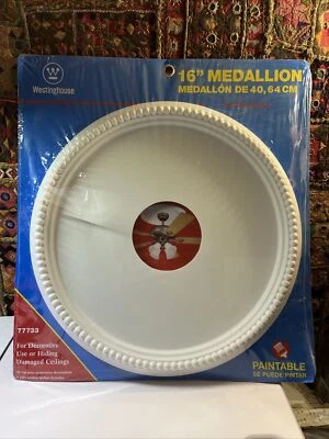 Westinghouse Lighting 7773300 15-3/4-Inch Round Beaded White Finish Ceiling Meda - Image 1 of 4