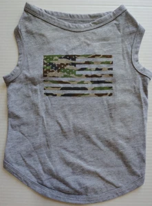 Dog Tee Shirt Rustic Camo American Flag Medium Dog Sz Large Gray 60/40 - Picture 1 of 7