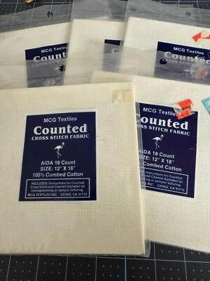 MCG Textiles Cross Stitch Fabric Aida 18ct Combed Cotton Lot of 5 - Image 1 of 3