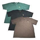 Lot Of 3 Carhartt Pocket T-Shirts Sz XXL Green, Black, Brown Stained Distressed