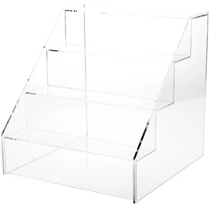 Plymor Acrylic 4-Step Open Front Display Stairs, 12.375"W x 12.375"D x 12.375 H - Picture 1 of 1