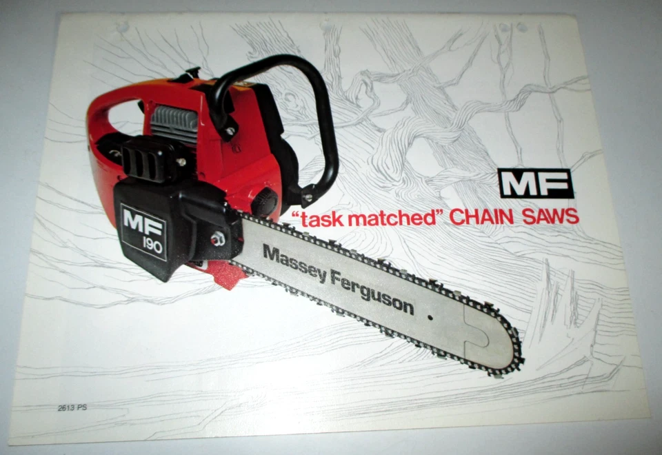 Massey Ferguson MF 190 190A 370 370A 370AR 120E 140E Chain Saw Sales Brochure - Image 1 of 3