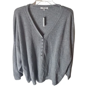 Suéter Madewell Gris Jaspeado Mezcla de Lana Cuello en V, Nuevo con Etiquetas, 2X - Imagen 1 de 6