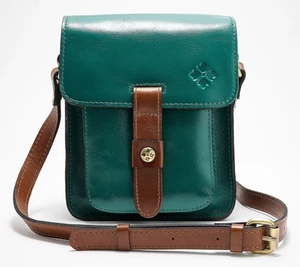 Patricia Nash Umhängetasche Leder Lari Flap AquaGreen/Cognc Neu - Bild 1 von 1
