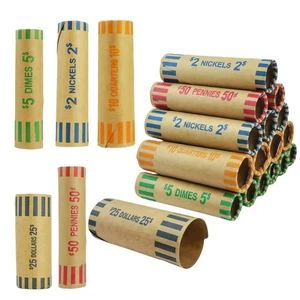 Aifieego 110 Pcs Assorted Preformed Coin Wrappers Rolls,Paper Tubes For Quart... - Picture 1 of 7