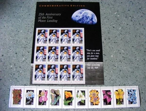 USA ANNIVERSARY 1ST MOON LANDING (12 STAMPS) & WILD FLOWERS (10 STAMPS) MINT - Picture 1 of 1