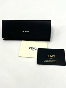Custodia montatura ottica occhiali da sole FENDI in pelle nera autentica con cartellino - Foto 1 di 4