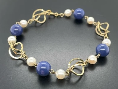 ARNBAND 333/-GELBGOLD MIT ACHAT & SWZP SOGNI D'ORO  SCHMUCKJAGD - Bild 1 von 4