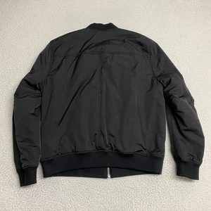 Chaqueta de bombardero Vince para hombre grande negra cremallera completa aislada acanalada tejido ribete bolsillos - Imagen 1 de 7