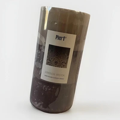 Pier 1 Imports AMBER ALMIZCLE Nuevo 3” X 6” Vela Pilar Sólido Nuevo de Lote Antiguo Foto 1 de 4