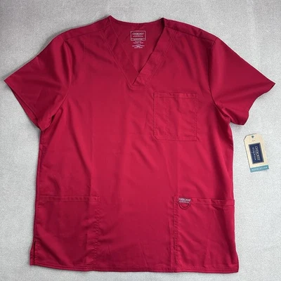Cherokee Workwear Revolution Men's Classic V Neck Scrub Top. Red. Large. NWT. - Image 1 of 4