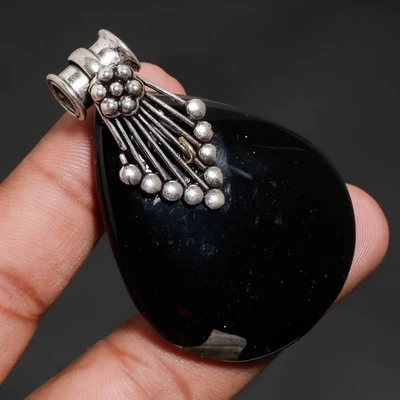 Colgante de joyería de moda hecha a mano con forma de pera de ónix negro... - Imagen 1 de 4