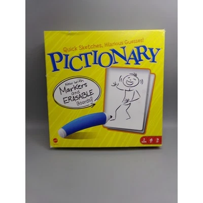 Pictionary Game New With Markers & Erasable Boards Mattel Family Fun - Image 1 of 4