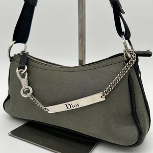 Borsa a tracolla Dior Hardcore Strass Pouch tela grigia Y2K Galliano epoca difetto JP - Foto 1 di 11