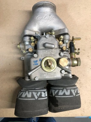 Weber 45DCOE152 carburetor with Car Craft intake Y adaptor - Image 1 of 4