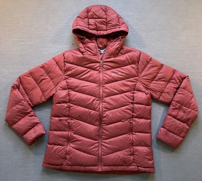 Eddie Bauer Hooded Goose Down Fill Puffer Jacket Womens Large Maroon EB650 *READ - Image 1 of 4