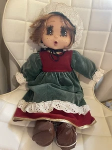 Muñeca de trapo Maudie May Mae vintage años 70 chupando pulgar Sekiguchi Japón ojos tristes - Imagen 1 de 4