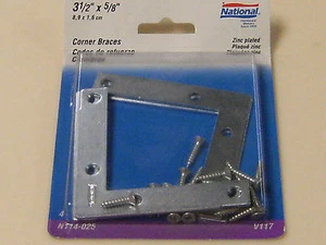 National Mfg. N114-025 FLAT CORNER BRACES 3-1/2”x5/8” zinc plated steel - Picture 1 of 2