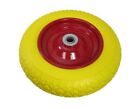 14" Pu Foam Filled Solid Wheelbarrow Wheel Puncture Proof Yellow Tyre Axle 1"