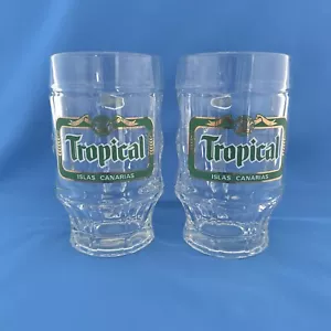 Tropical Islas Canarias Beer Canary Islands Pair Pint Glass Tankard Lot Of 2 - Picture 1 of 13